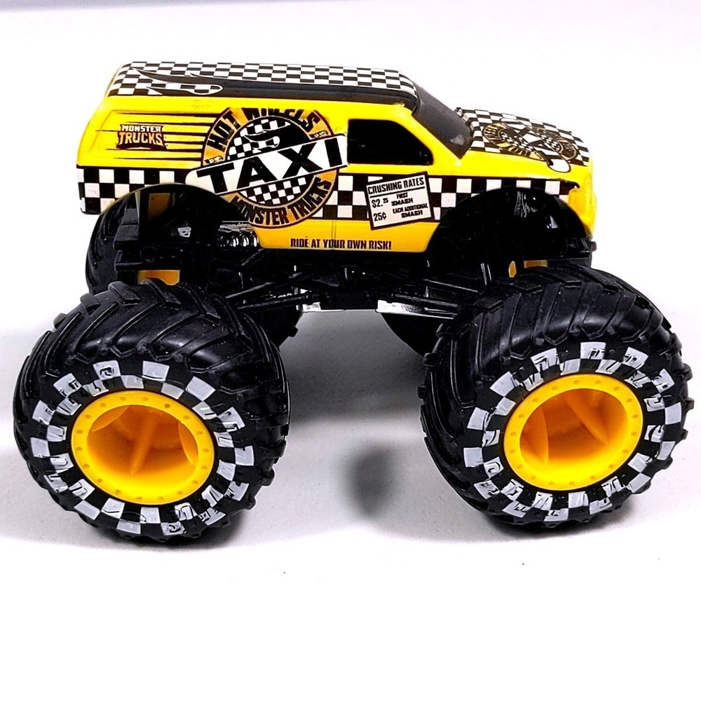 Hot Wheels Monster Truck Taxi Yellow Checkerboard Diecast Toy Car‎ 1:64 Scale
